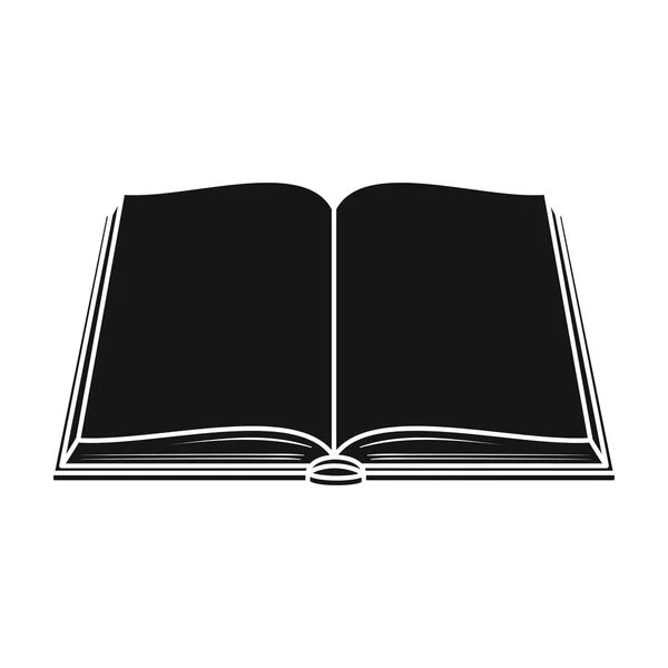 Geöffnetes Buchsymbol im schwarzen Stil isoliert auf weißem Hintergrund. Bücher Symbol Aktienvektor Illustration. — Stockvektor