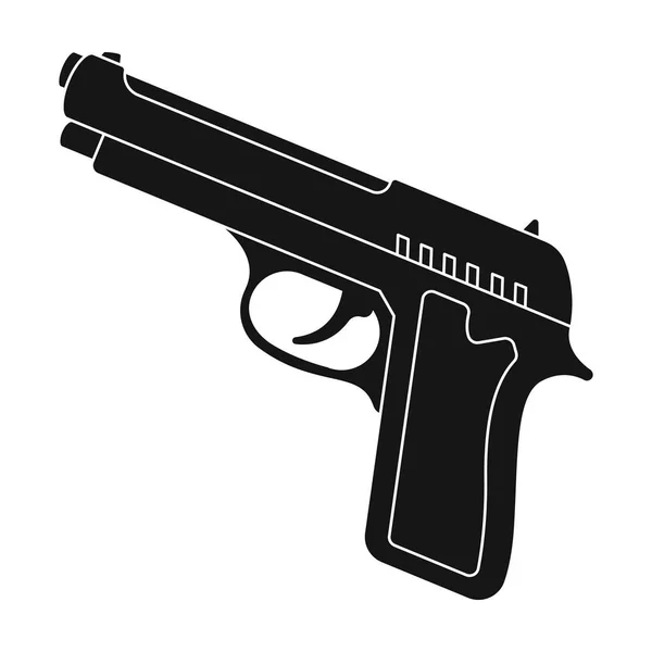 Handfeuerwaffen-Ikone im schwarzen Stil isoliert auf weißem Hintergrund. Polizei Symbol Stock Vektor Illustration. — Stockvektor