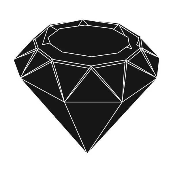 Diamant pictogram in zwarte stijl geïsoleerd op een witte achtergrond. Kostbare mineralen en juwelier symbool voorraad vector illustratie. — Stockvector