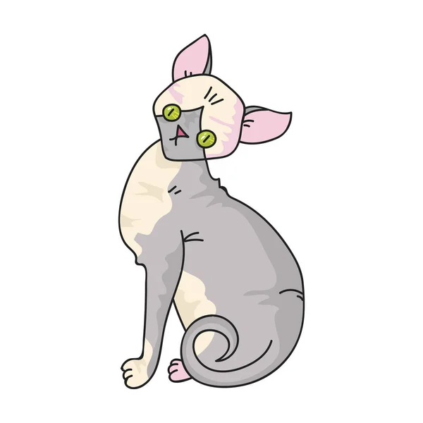 Sphynx pictogram in cartoon stijl geïsoleerd op een witte achtergrond. Kattenrassen symbool voorraad vectorillustratie. — Stockvector