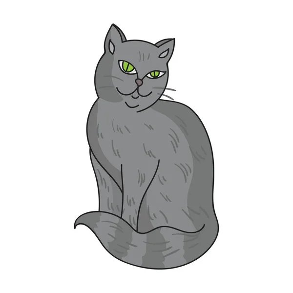 Икона Nebelung в мультяшном стиле выделена на белом фоне. Породы кошек векторные иллюстрации . — стоковый вектор