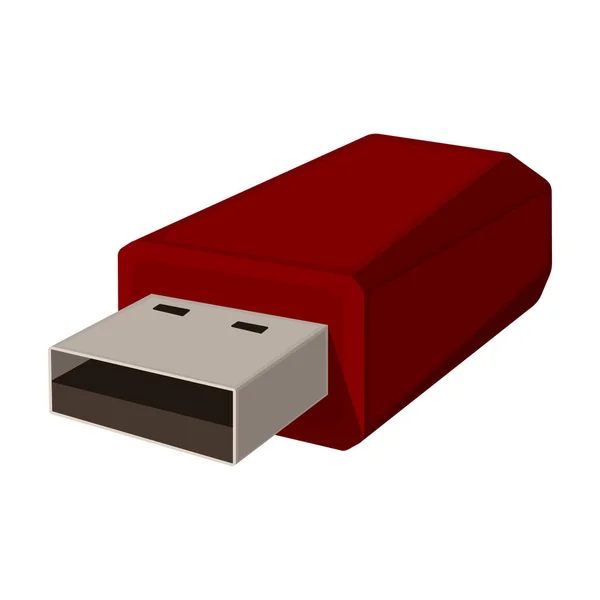 Ikon USB flash drive dalam gaya kartun diisolasi pada latar belakang putih. Aksesoris komputer pribadi simbol gambar vektor stok . - Stok Vektor