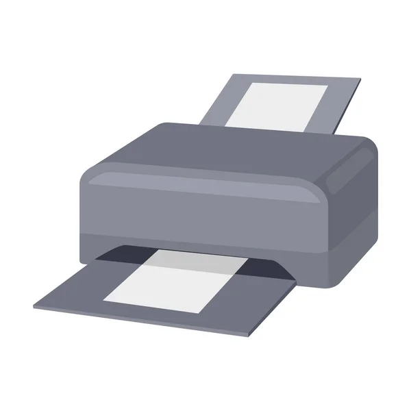 Het pictogram van de printer in cartoon stijl geïsoleerd op een witte achtergrond. Personal computeraccessoires symbool voorraad vectorillustratie. — Stockvector
