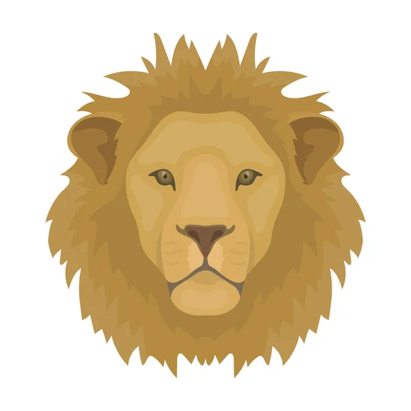 漫画のスタイルの白い背景で隔離のライオンのアイコン。リアルな動物シンボル株式ベクトル図. — ストックベクタ