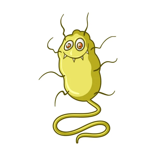 Icono de virus amarillo en estilo de dibujos animados aislado sobre fondo blanco. Virus y bacterias símbolo stock vector ilustración . — Archivo Imágenes Vectoriales