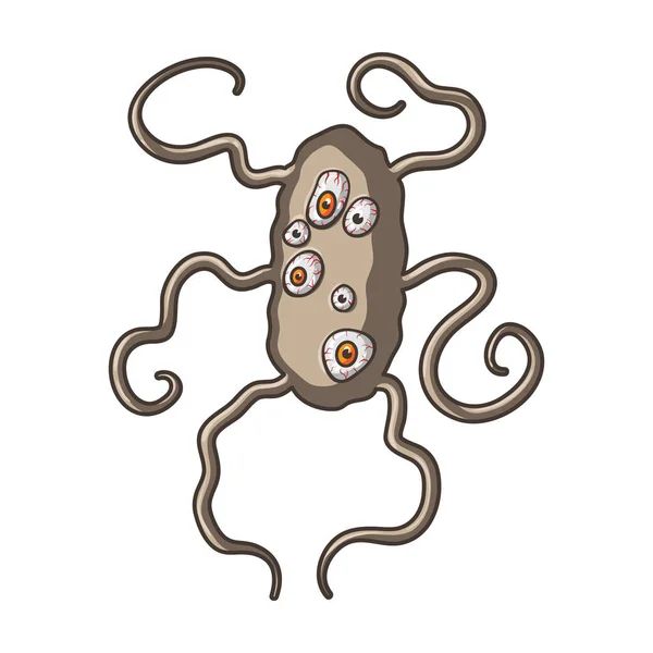 Icône de virus brun dans le style de dessin animé isolé sur fond blanc. Illustration vectorielle du symbole virus et bactéries . — Image vectorielle