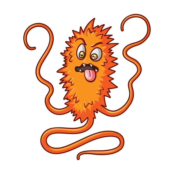 Icône de virus orange dans le style dessin animé isolé sur fond blanc. Illustration vectorielle du symbole virus et bactéries . — Image vectorielle