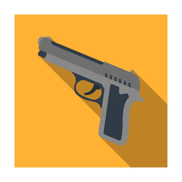 Ícone de pistola em estilo plano isolado no fundo branco. Símbolo policial ilustração do vetor estoque . —  Vetores de Stock