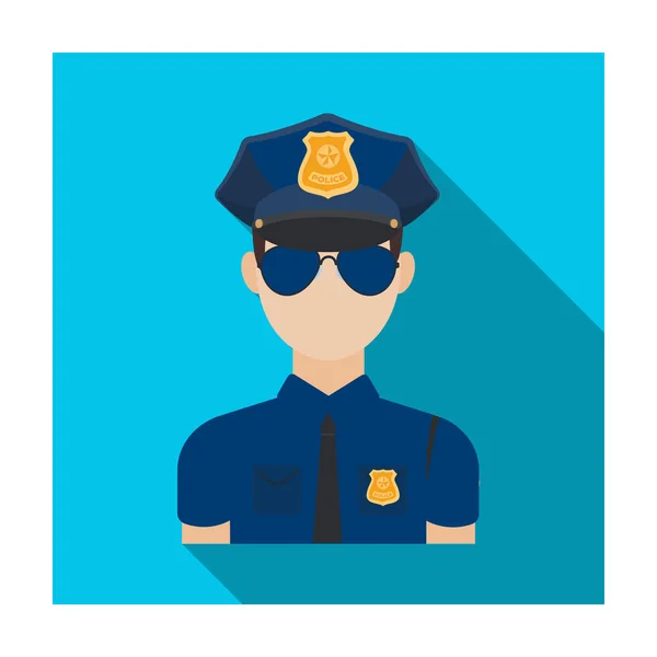 Policejní důstojník ikona v plochý izolovaných na bílém pozadí. Policie symbol akcií vektorové ilustrace. — Stockový vektor