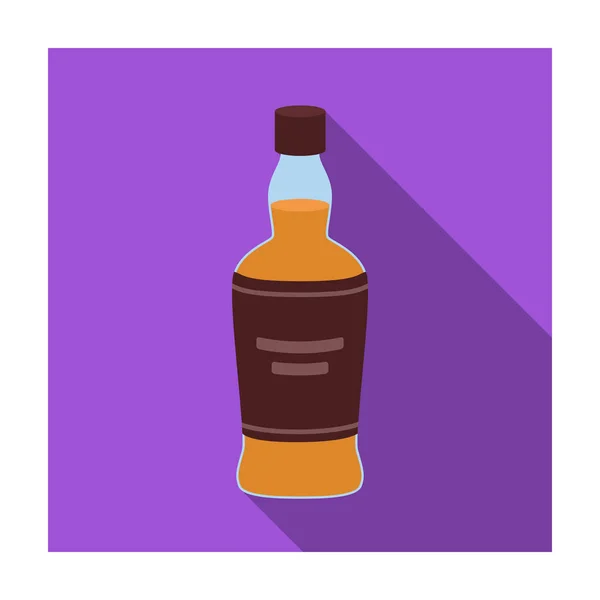 Botella de whisky escocés icono en estilo plano aislado sobre fondo blanco. Escocia país símbolo stock vector ilustración . — Vector de stock
