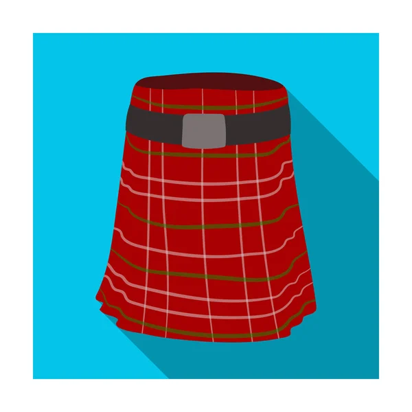 Kilt icon in flat style isolated on white background. Scotland country symbol stock vector illustration. — Stock Vector