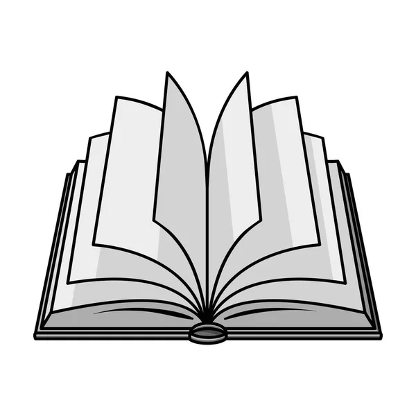 Icono de libro abierto en estilo monocromo aislado sobre fondo blanco. Libros símbolo stock vector ilustración . — Vector de stock