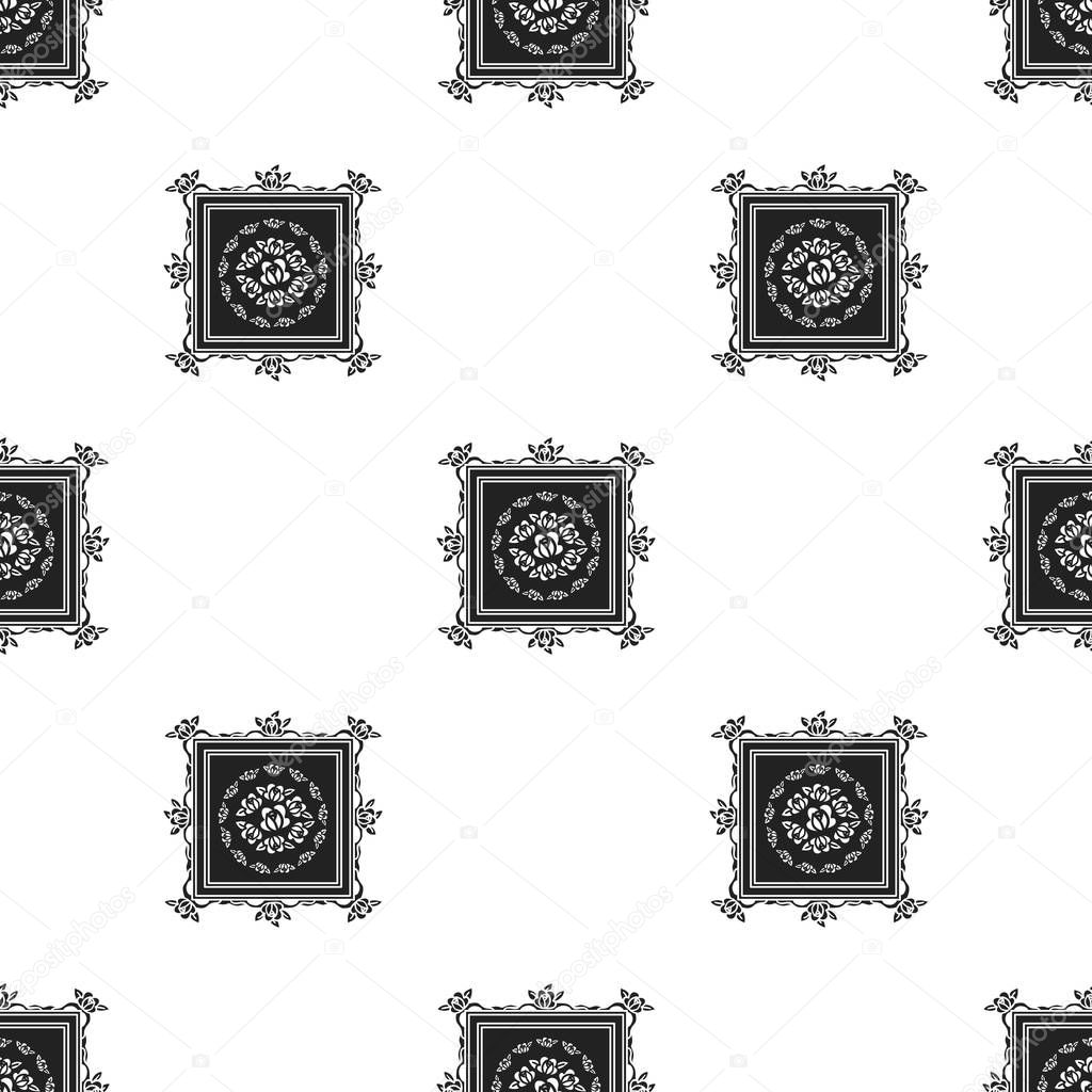 Picture icon in black style isolated on white background. Museum pattern vector illustration.