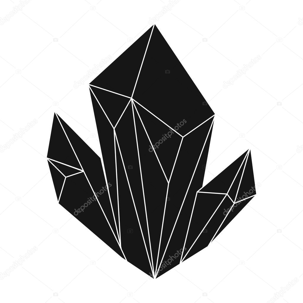 Blue natural mineral icon in black design isolated on white background. Precious minerals and jeweler symbol stock vector illustration.