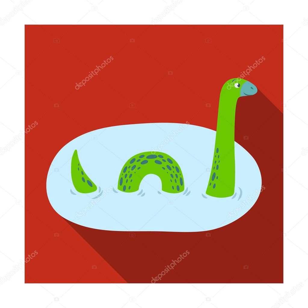 Loch Ness monster icon in flat design isolated on white background. Scotland country symbol stock vector illustration.