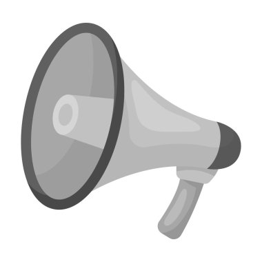 Tek renkli stil beyaz arka plan üzerinde izole megafon simgesini. Polis sembol stok vektör çizim.