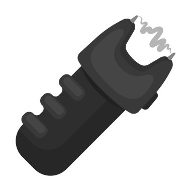 Tek renkli stil beyaz arka plan üzerinde izole Taser simgesini. Polis sembol stok vektör çizim.