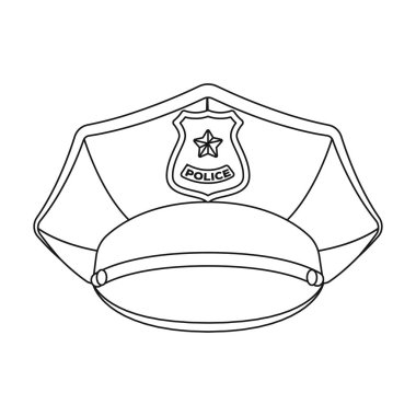 Polis simgesi anahat tarzı beyaz arka plan üzerinde izole kap. Polis sembol stok vektör çizim.