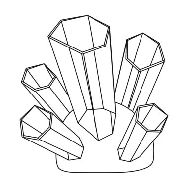 Yeşil doğal mineral simgesi beyaz arka plan üzerinde izole anahat tarzı. İllüstrasyon vektör değerli mineraller ve kuyumcu sembol stok.