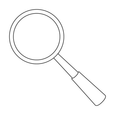 Büyüteç simgesini beyaz arka plan üzerinde izole anahat tarzı. İllüstrasyon vektör değerli mineraller ve kuyumcu sembol stok.