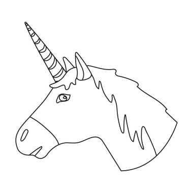 Tek boynuzlu at simgesi beyaz arka plan üzerinde izole anahat tarzı. İskoçya ülke sembol stok vektör çizim.