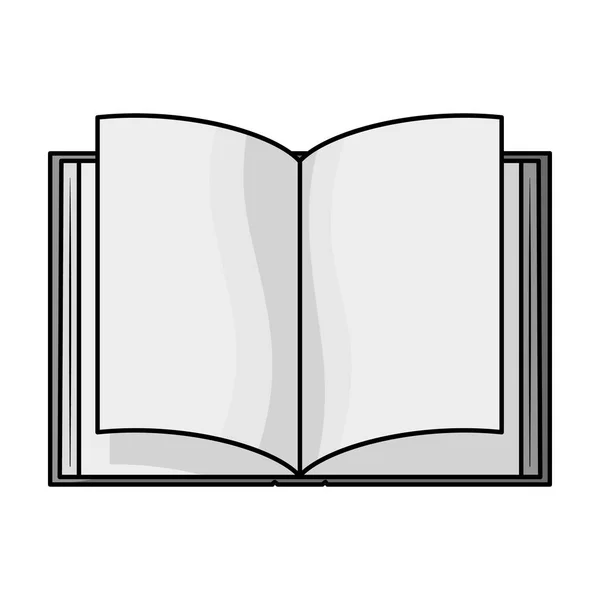 Geopende boek icoon in zwart-wit stijl geïsoleerd op een witte achtergrond. Boeken symbool voorraad vectorillustratie. — Stockvector
