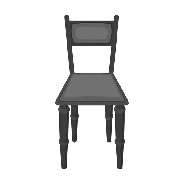 Icono de silla de madera en estilo monocromo aislado sobre fondo blanco. Biblioteca y librería símbolo stock vector ilustración . — Vector de stock