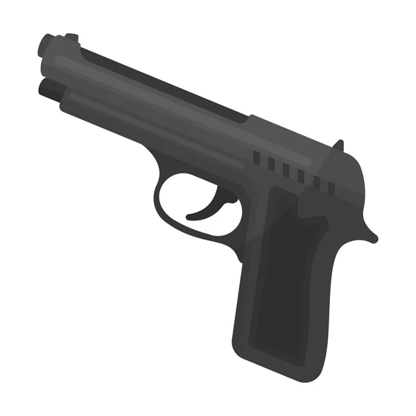 Icono de pistola en estilo monocromo aislado sobre fondo blanco. Policía símbolo stock vector ilustración . — Vector de stock