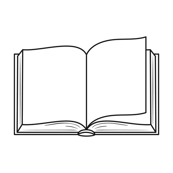 Geöffnetes Buchsymbol im Umrissstil isoliert auf weißem Hintergrund. Bücher Symbol Aktienvektor Illustration. — Stockvektor