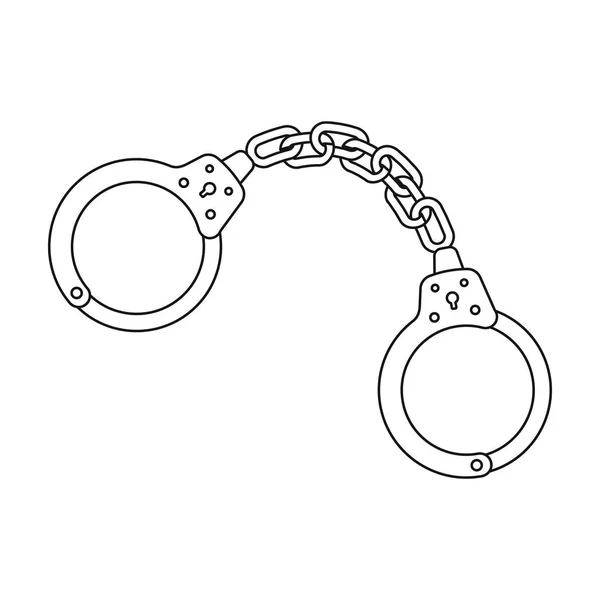 Handcuffs icon in outline style isolated on white background. Police symbol stock vector illustration. — Stock Vector