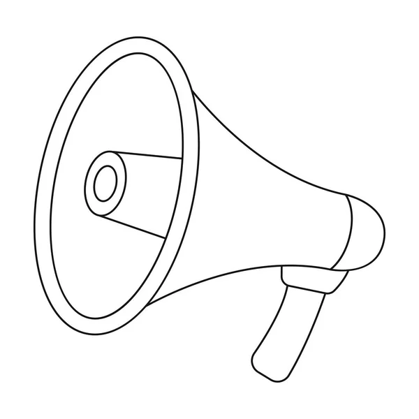 Icona megafono in stile contorno isolato su sfondo bianco. Illustrazione del vettore stock simbolo della polizia . — Vettoriale Stock