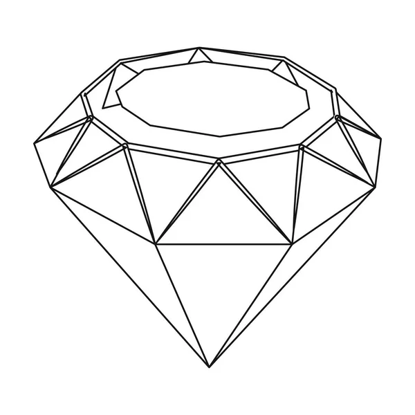 Het pictogram van de diamant in kaderstijl geïsoleerd op een witte achtergrond. Kostbare mineralen en juwelier symbool voorraad vector illustratie. — Stockvector