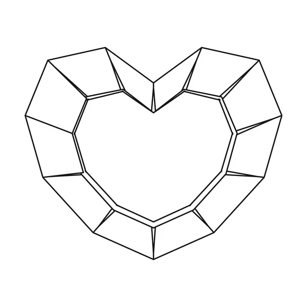 Herzförmiges Edelsteinsymbol im Umrissstil, isoliert auf weißem Hintergrund. kostbare Mineralien und Juweliersymbol Aktienvektor Illustration. — Stockvektor