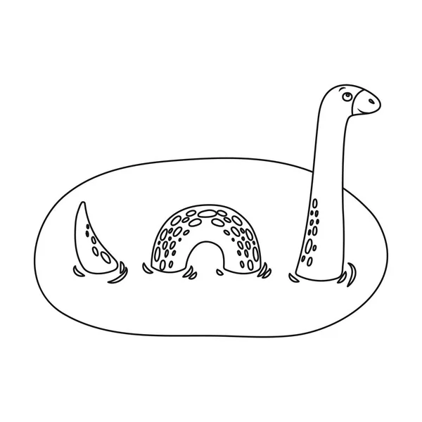Loch Ness příšera ikony ve stylu osnovy izolovaných na bílém pozadí. Skotsko země symbol akcií vektorové ilustrace. — Stockový vektor