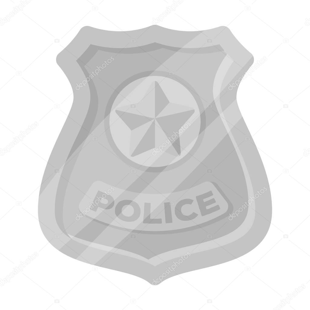 Police badge icon in monochrome style isolated on white background. Police symbol stock vector illustration.
