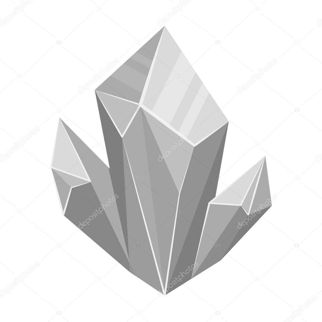 Blue natural mineral icon in monochrome design isolated on white background. Precious minerals and jeweler symbol stock vector illustration.