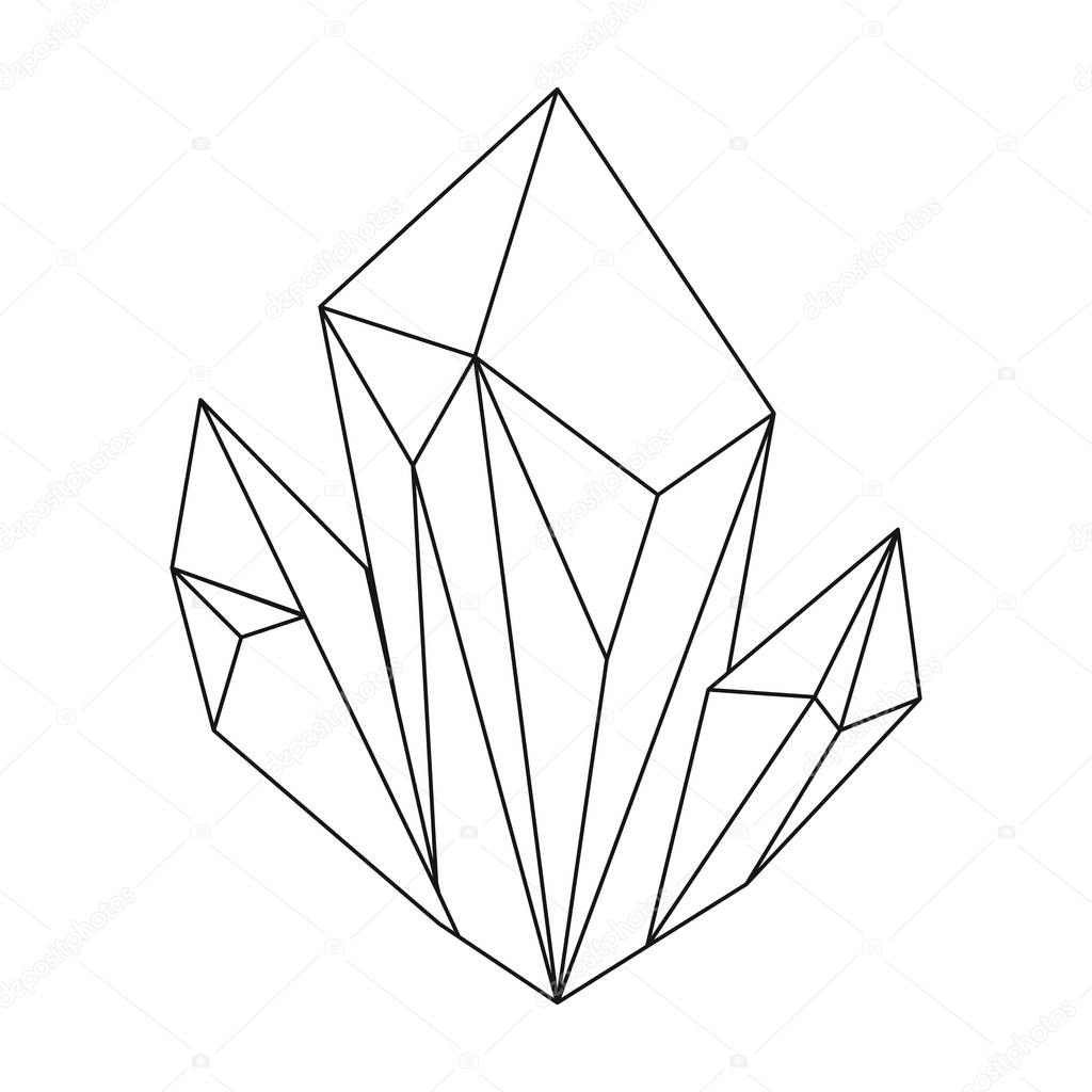 Blue natural mineral icon in outline design isolated on white background. Precious minerals and jeweler symbol stock vector illustration.