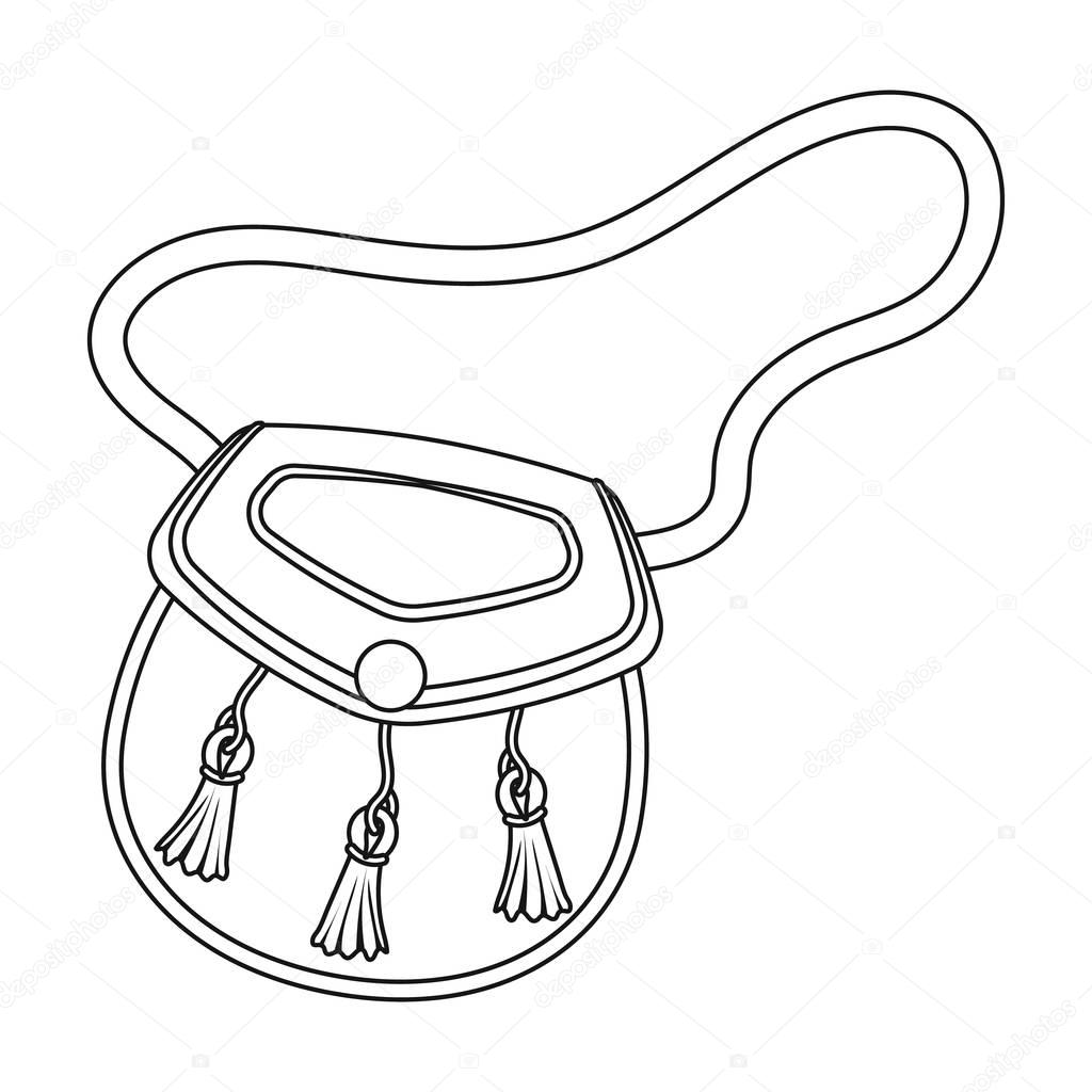 Scottish sporran icon in outline design isolated on white background. Scotland country symbol stock vector illustration.
