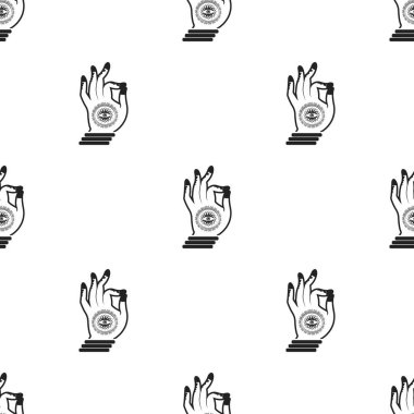 Mudra simge siyah stil beyaz arka plan üzerinde izole içinde. Hindistan desen hisse senedi vektör çizim.