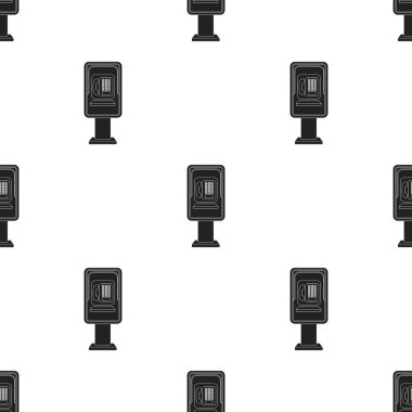 Ankesörlü telefon simge siyah stil beyaz arka plan üzerinde izole içinde. Park desen hisse senedi vektör çizim.