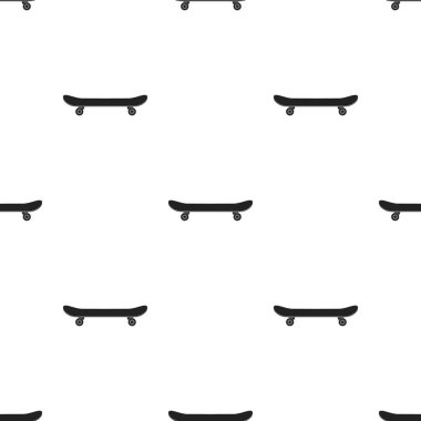 Kaykay simge siyah stil beyaz arka plan üzerinde izole içinde. Park desen hisse senedi vektör çizim.