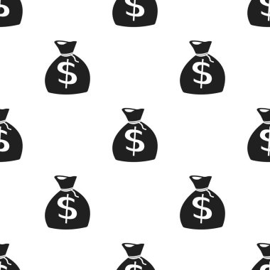 Para çanta simge siyah stil beyaz arka plan üzerinde izole içinde. WLID Batı desen hisse senedi vektör çizim.