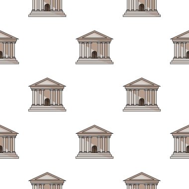 Banka simgesi beyaz arka plan üzerinde izole karikatür tarzı. Para ve Finans desen hisse senedi vektör çizim.