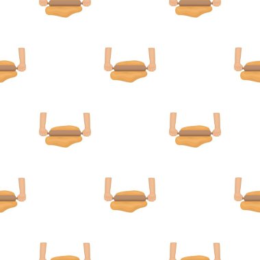 Hamur simgesi beyaz arka plan üzerinde izole karikatür tarzı inişli çıkışlı. Pizza ve pizza desen hisse senedi vektör çizim.