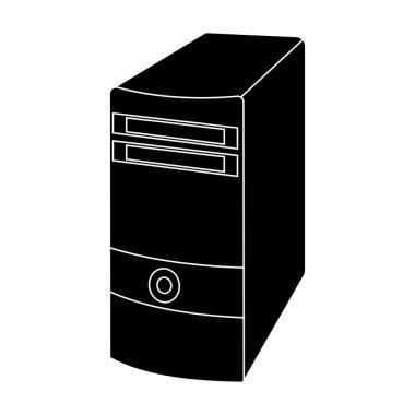 Bilgisayar durum simgesi Siyah tarzında beyaz arka plan üzerinde izole. Kişisel bilgisayar aksesuarları hisse senedi vektör çizim sembolü.