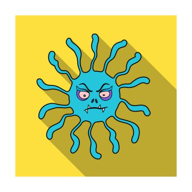 Düz stil beyaz arka plan üzerinde izole mavi virüs simgesini. Virüsler ve bakteriler sembol stok vektör çizim.