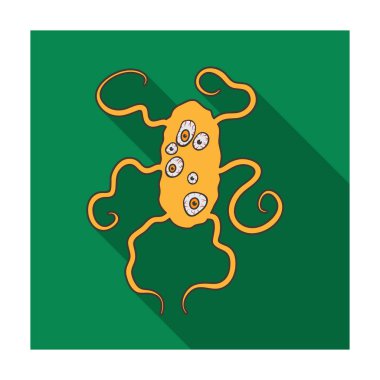 Düz stil beyaz arka plan üzerinde izole kahverengi virüs simgesini. Virüsler ve bakteriler sembol stok vektör çizim.