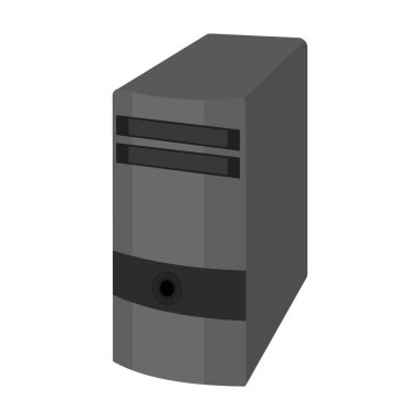 Bilgisayar tek renkli stil beyaz arka plan üzerinde izole durumda simgesinde. Kişisel bilgisayar aksesuarları hisse senedi vektör çizim sembolü.