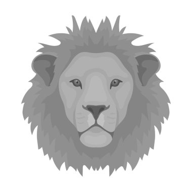 Aslan simgesi beyaz arka plan üzerinde izole tek renkli tarzı. Hisse senedi vektör çizim gerçekçi hayvan sembolü.