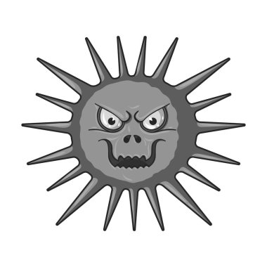 Beyaz arka plan üzerinde izole tek renkli tarzda gri virüs simgesi. Virüsler ve bakteriler sembol stok vektör çizim.